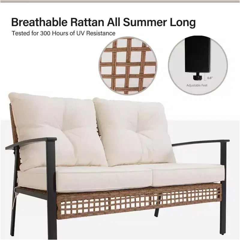 LAUSAINT HOME Ensemble de conversation 4 pièces pour patio, Ensemble de meubles d'extérieur confortables et surdimensionnés
