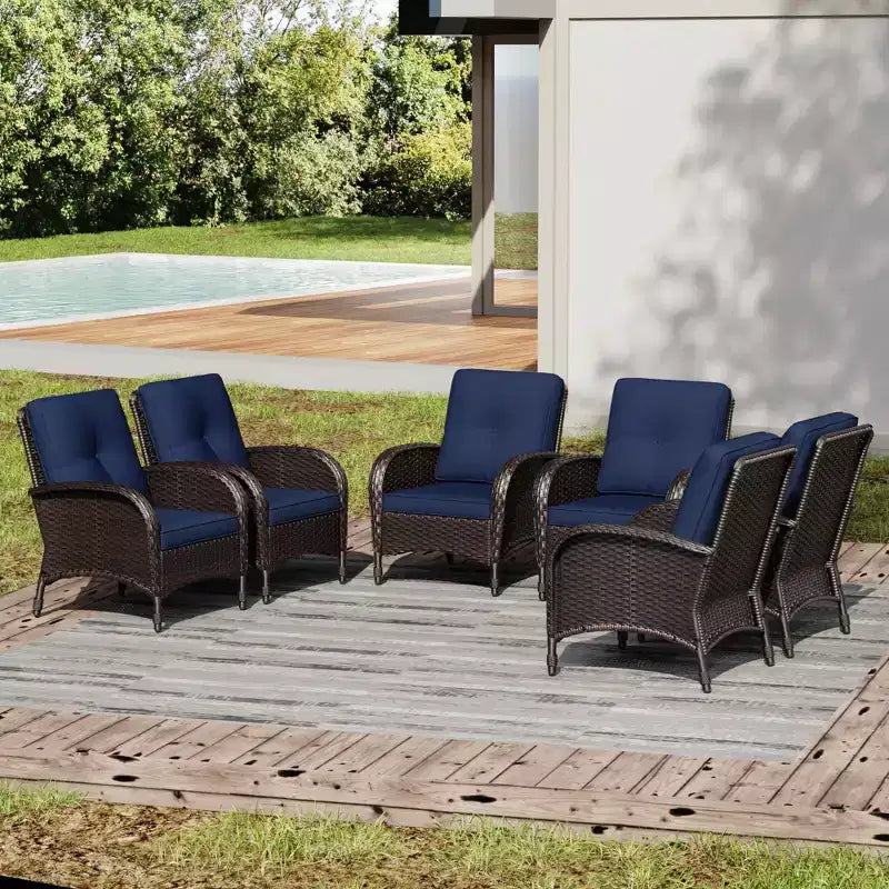 UPTIOT Salon de jardin 6 pièces en rotin tressé avec coussins haut de gamme en oléfine