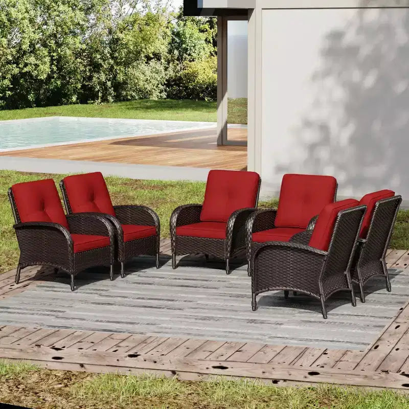 UPTIOT Salon de jardin 6 pièces en rotin tressé avec coussins haut de gamme en oléfine