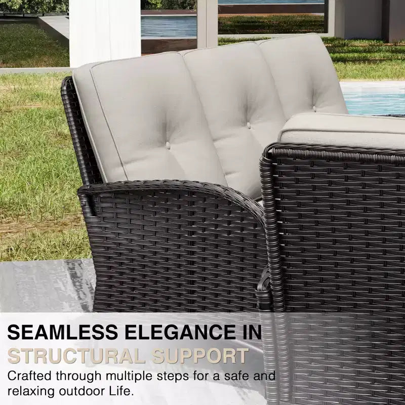 Ensemble de patio extérieur UPTIOT avec foyer, canapé, fauteuils pivotants et tables d'appoint