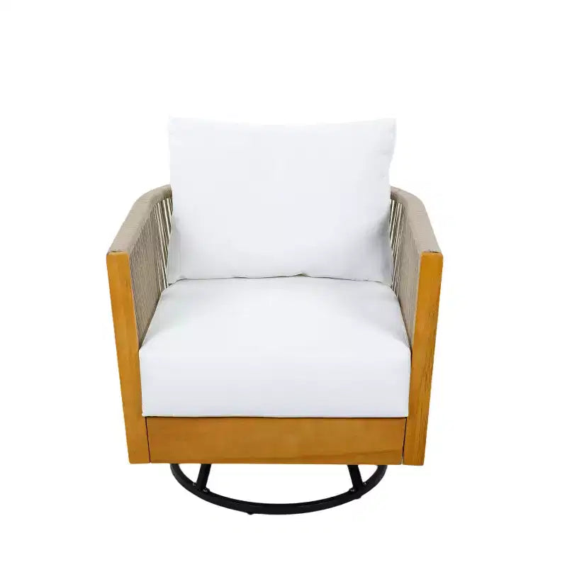 Christopher Knight Home Darika – Fauteuil pivotant de patio moderne en bois d'acacia et ensemble table d'appoint, 2 pièces