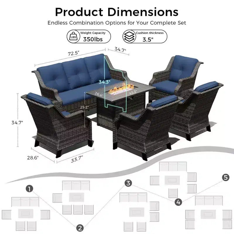 Ensemble modulaire d'extérieur haut de gamme UPTIOT avec foyer intégré
