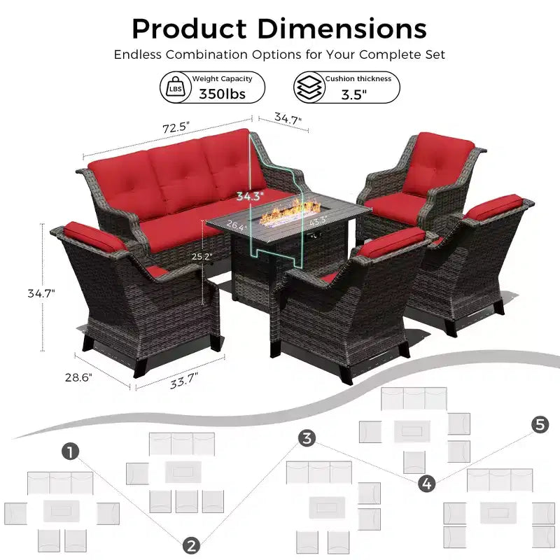 Ensemble modulaire d'extérieur haut de gamme UPTIOT avec foyer intégré