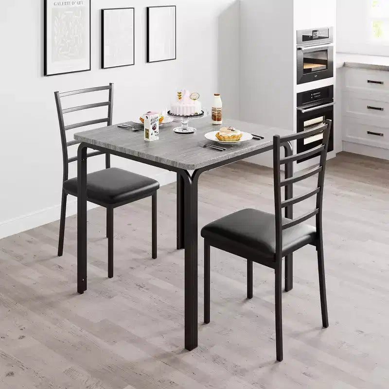 Ensemble table à manger compacte peu encombrante pour 2 personnes - Table carrée moderne avec 2 chaises - Parfait pour les petits appartements, les cuisines ou les coins repas