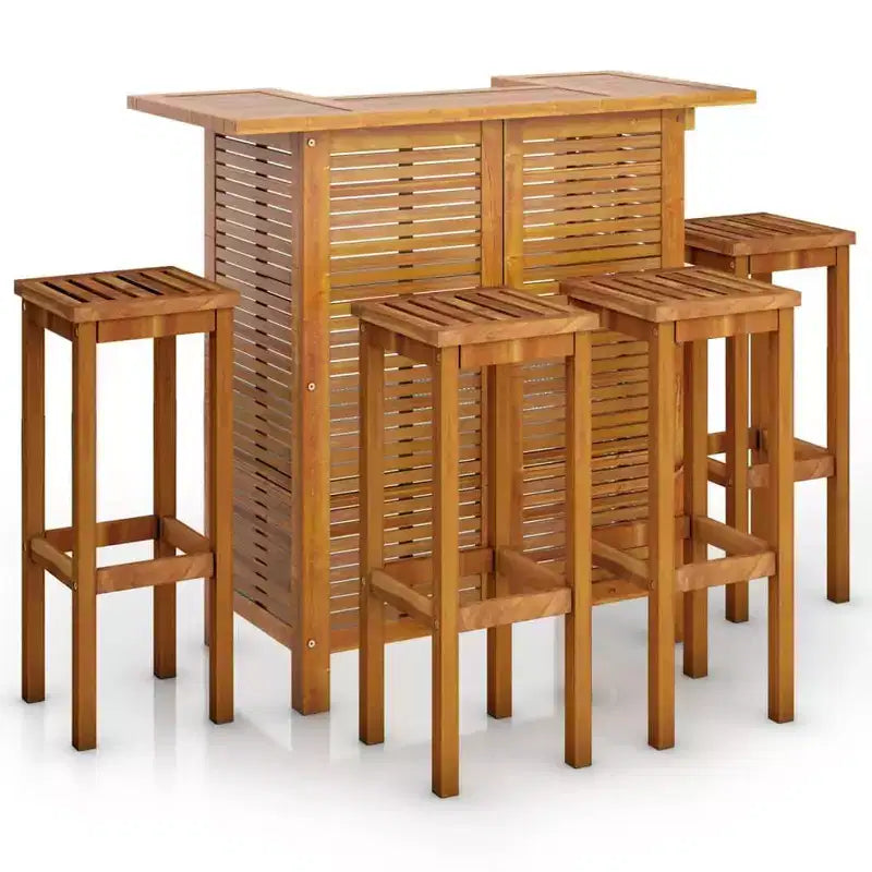 vidaXL Garden Bar Set Brown Solid Acacia wood Medium Footrest