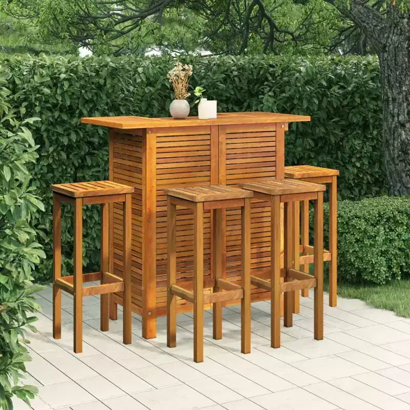 vidaXL Ensemble de bar de jardin Marron Bois d'acacia massif Repose-pieds moyen