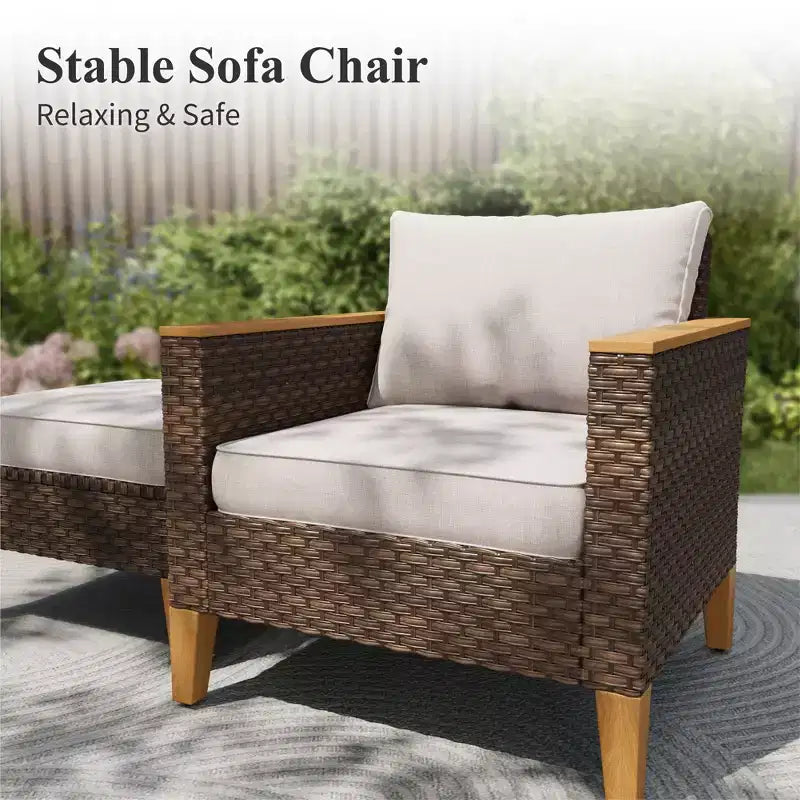 Captiva Designs Ensemble de conversation d'extérieur 9 pièces en osier/rotin, sectionnel demi-lune incurvé avec table brasero