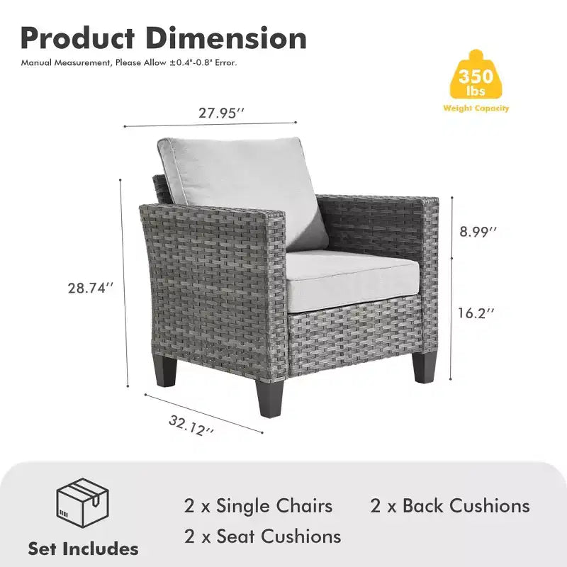 Ensemble de 2 meubles de patio HOMLUX, chaises longues d'extérieur, rotin gris
