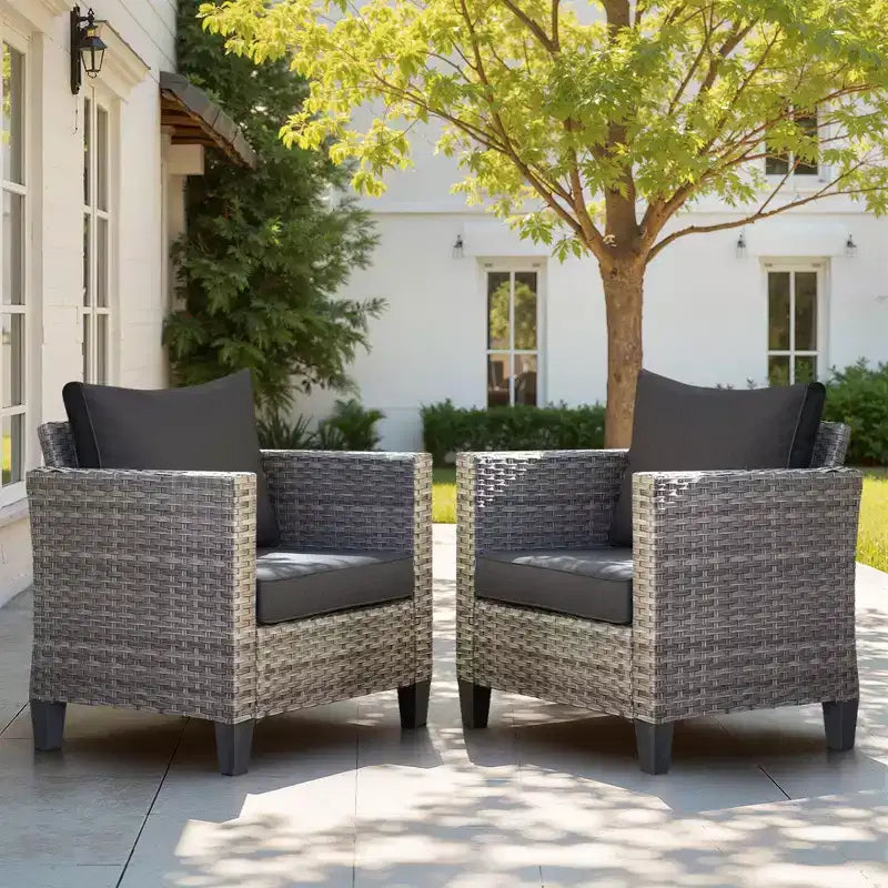 Ensemble de 2 meubles de patio HOMLUX, chaises longues d'extérieur, rotin gris