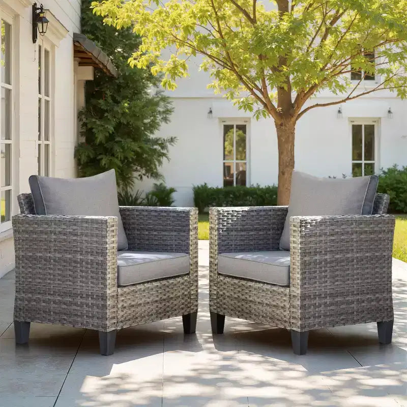 Ensemble de 2 meubles de patio HOMLUX, chaises longues d'extérieur, rotin gris