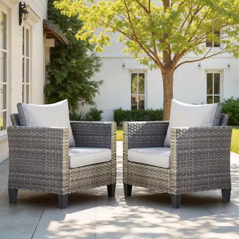 Ensemble de 2 meubles de patio HOMLUX, chaises longues d'extérieur, rotin gris
