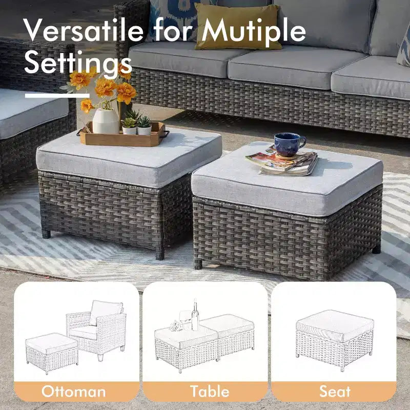 Ensemble de patio HOMLUX 6 pièces avec brasero en acier de 42 po, canapé 3 places, chaises simples et poufs