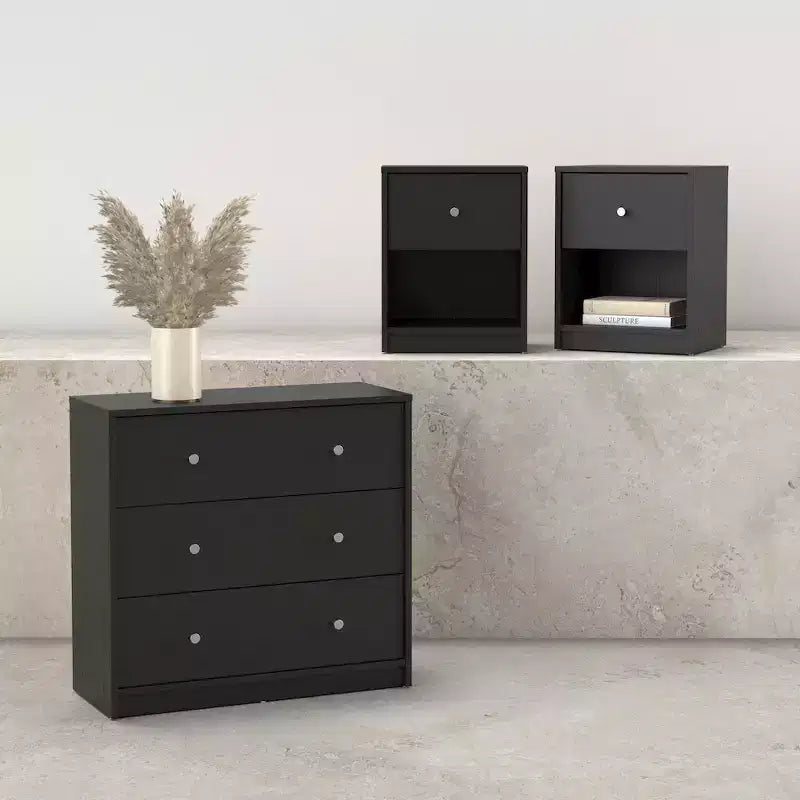 Tvilum, Ensemble chambre 3 pièces Portland - Commode et lot de 2 tables de chevet