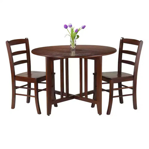 Ensemble de salle à manger rond 3 pièces Alamo avec 2 chaises à dossier échelle en bois/rouge - Winsome