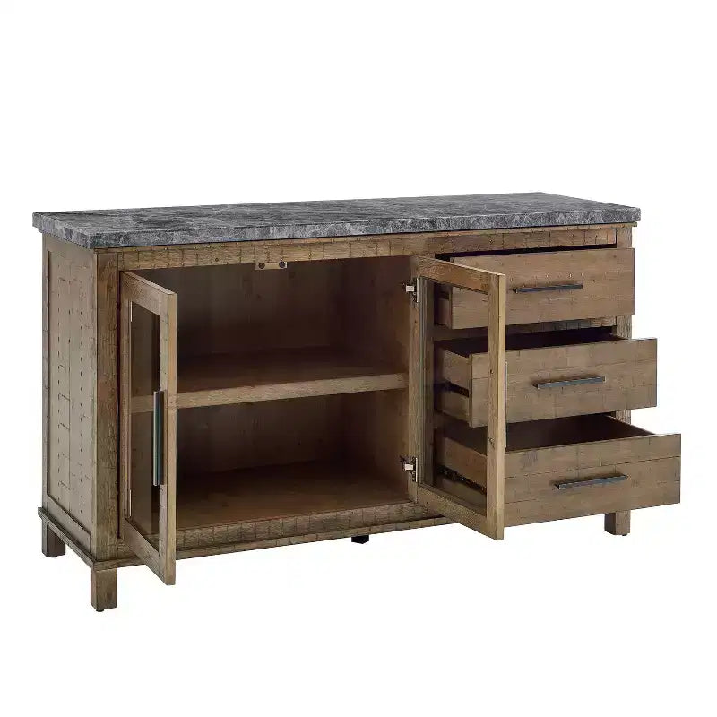 Ensemble de salle à manger 8 pièces Grayson en marbre gris/bois flotté - Steve Silver Co.