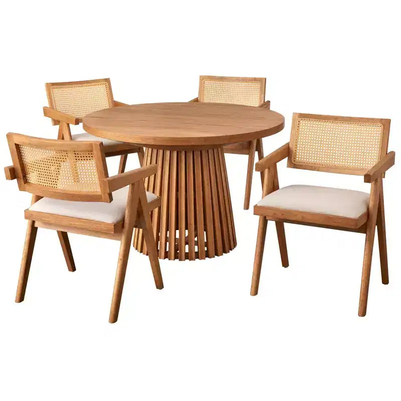 Buylateral 5pc 45" Morena Modern Round Dining Set Light Walnut