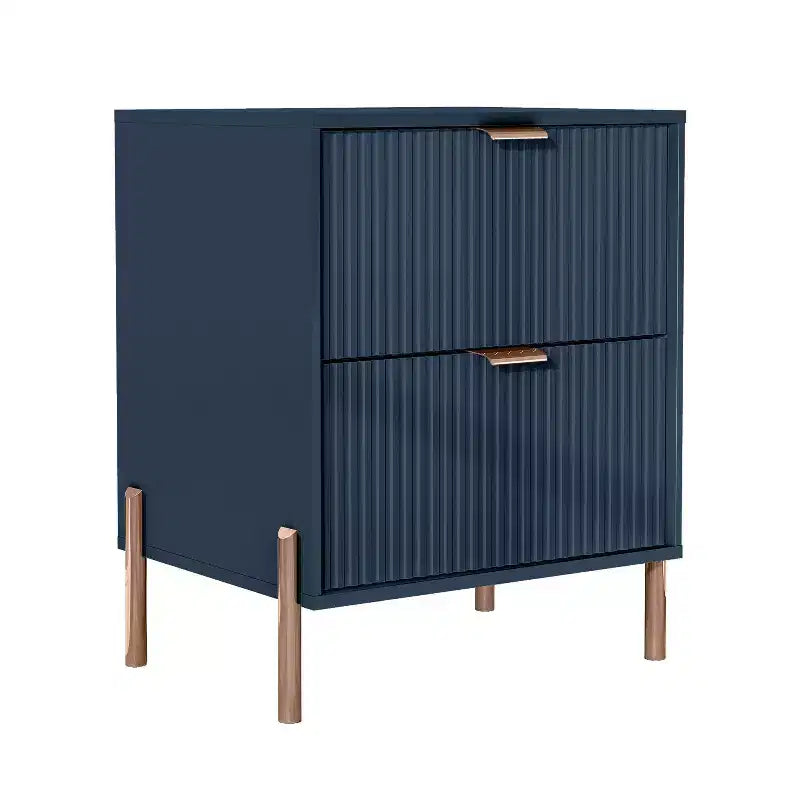Festivo Ensemble 3 pièces élégance moderne : 2 tables de nuit à 2 tiroirs et commode à 3 tiroirs bleu marine