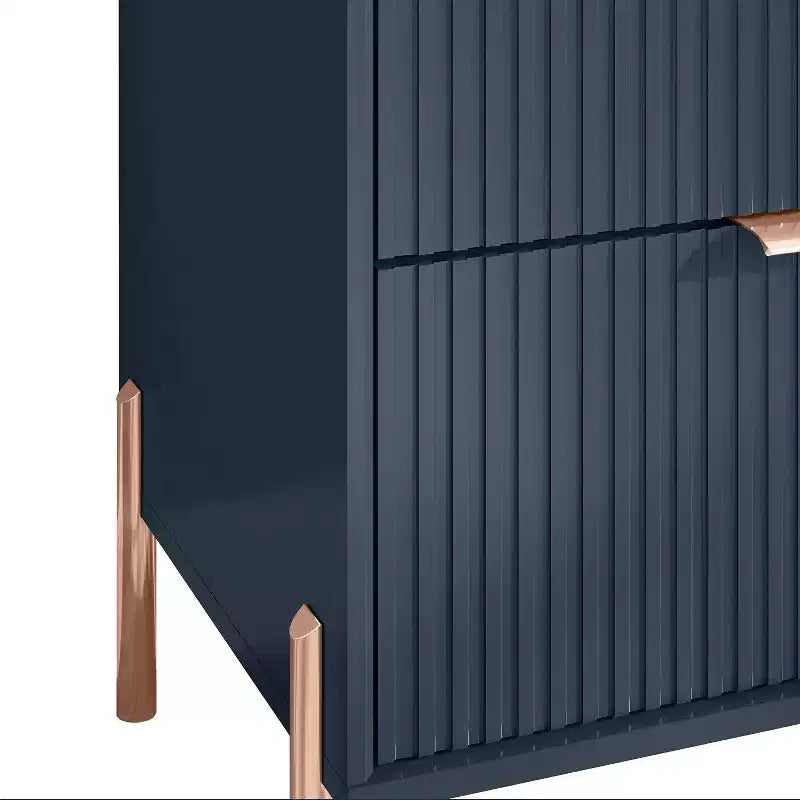 Festivo Ensemble 3 pièces élégance moderne : 2 tables de nuit à 2 tiroirs et commode à 3 tiroirs bleu marine