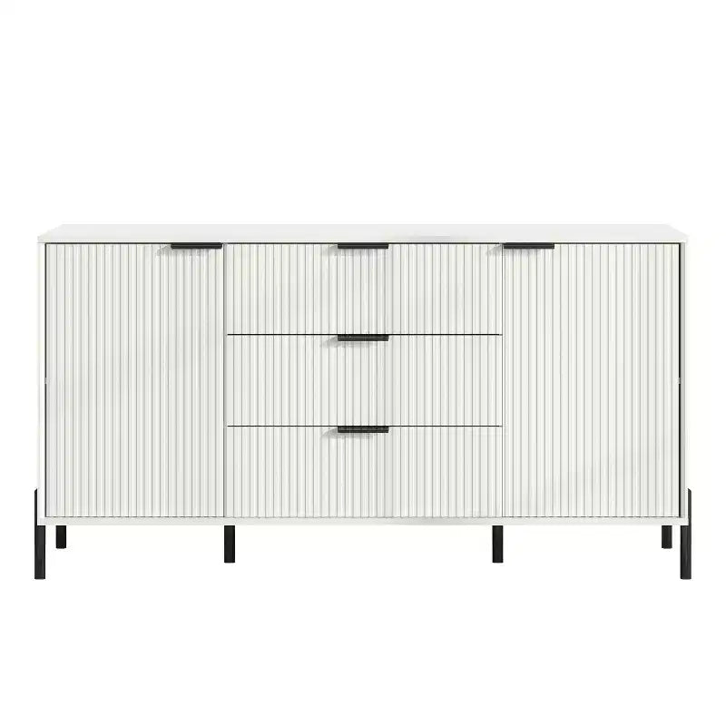Festivo Ensemble Moderne de Chambre Élegante 4 pièces avec Commode, Coiffeuse et 2 Tables de Chevet Blanc cassé