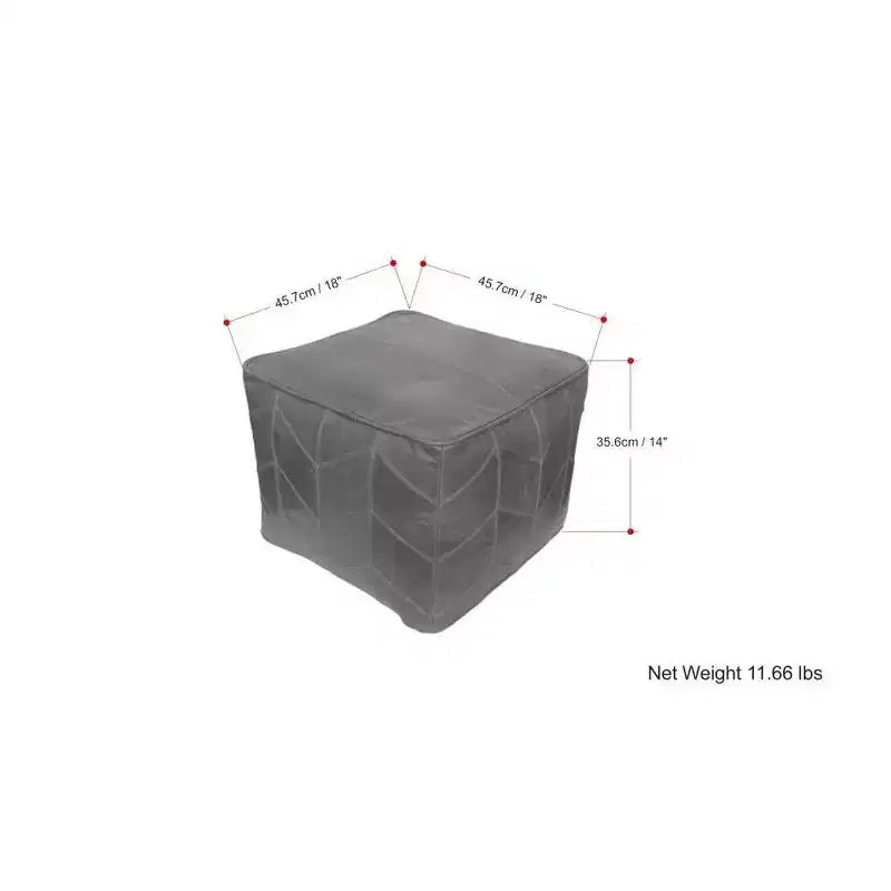 Pouf carré marron : cuir véritable chevrons, aucun assemblage requis, assise rembourrée