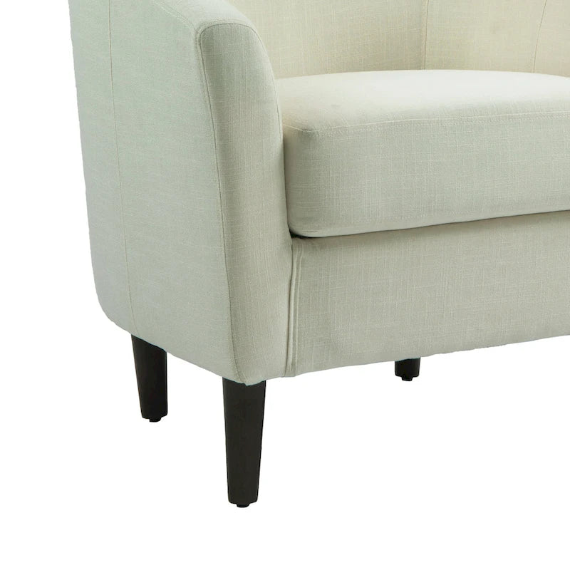 2 fauteuils club modernes en lin avec accoudoirs ronds
