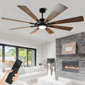 Ventilateur de plafond télécommandé avec lumières, grandes 8 pales en bois