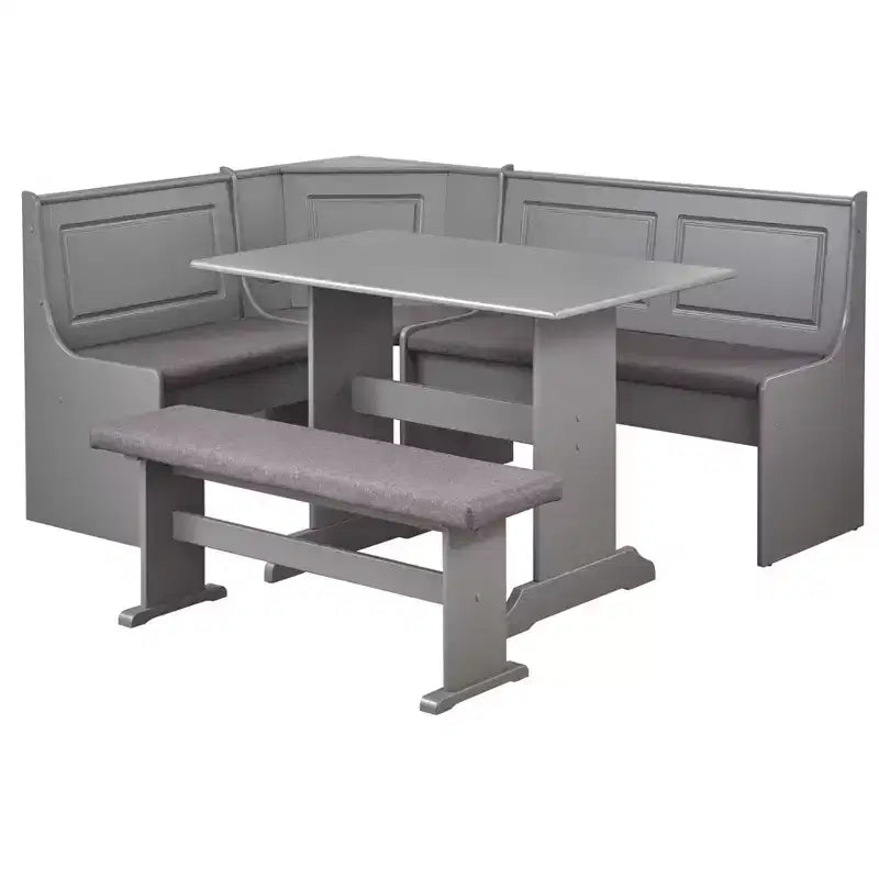 Ensemble de salle à manger Buylateral 3 pièces Polly Farmhouse avec banquette d'angle et table en bois massif