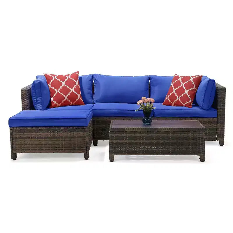 Ensemble de salon de jardin 3 pièces en osier avec coussins – EDYO LIVING