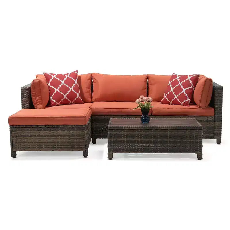 Ensemble de salon de jardin 3 pièces en osier avec coussins – EDYO LIVING