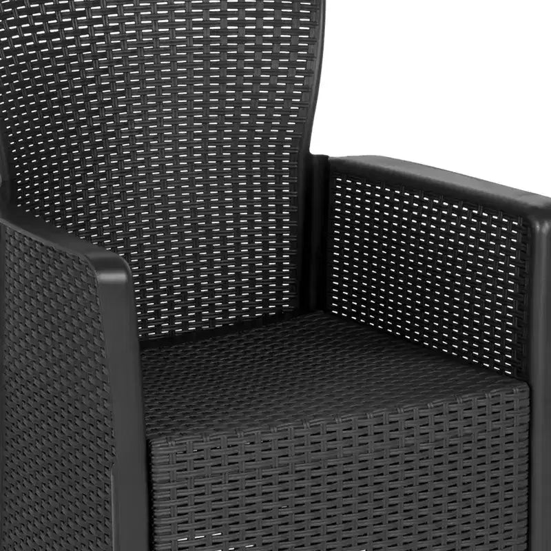 Merrick Lane Salon de jardin 3 pièces en rotin synthétique et résine, fauteuils de relaxation et table d'appoint, gris foncé