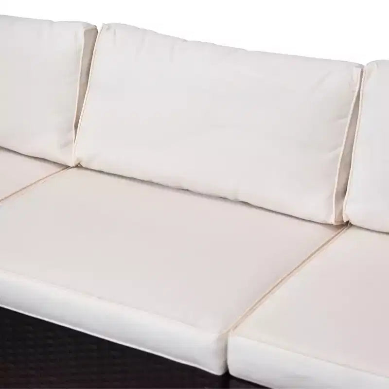 Outsunny Ensemble de mobilier de jardin 5 pièces, Canapé de terrasse, Canapé en rotin PE, Coussins, Oreillers, Ottoman, Table basse