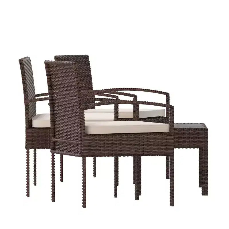 Flash Furniture Ensemble de patio 4 pièces Aransas avec structure en acier et coussins