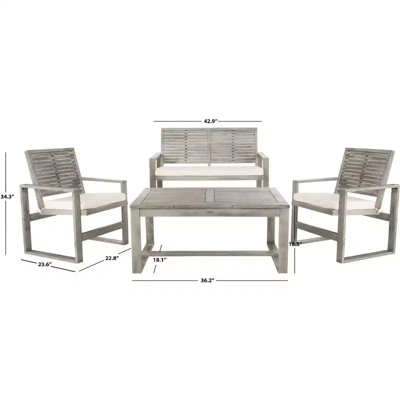 Ensemble de patio 4 pièces Ozark - Intérieur/Extérieur - FOX6007 - Safavieh Couture