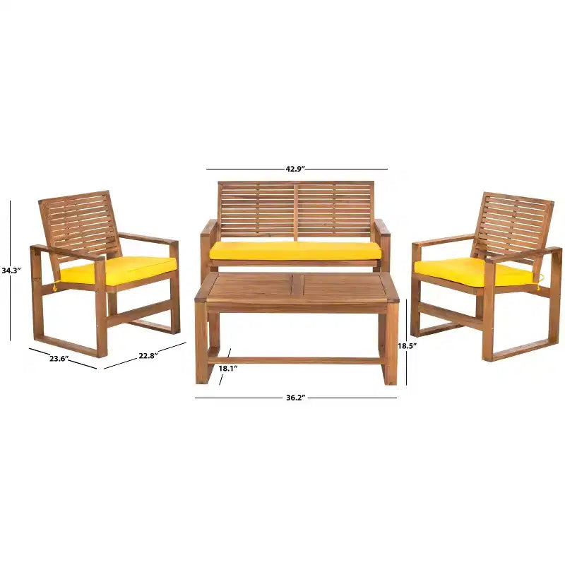 Ensemble de patio 4 pièces Ozark - Intérieur/Extérieur - FOX6007 - Safavieh Couture