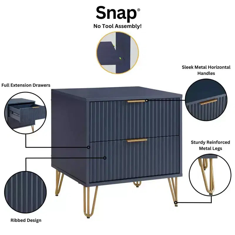 Ensemble commode 5 tiroirs, commode 3 tiroirs et table de chevet Manhattan Comfort Dumbo 3 pièces