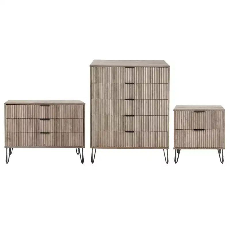 Ensemble commode 5 tiroirs, commode 3 tiroirs et table de chevet Manhattan Comfort Dumbo 3 pièces