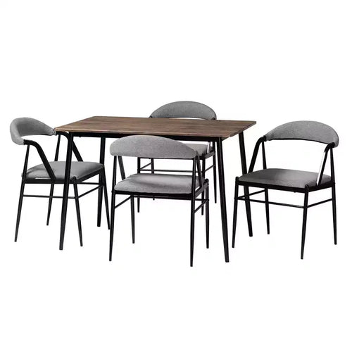 Ensemble de salle à manger 5 pièces Baxton Studio Orrin en tissu gris et métal de style industriel moderne