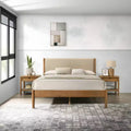 Roundhill Furniture Vichy 3-Piece Rubberwood Bedroom Set, Platform Bed with Two Nightstands