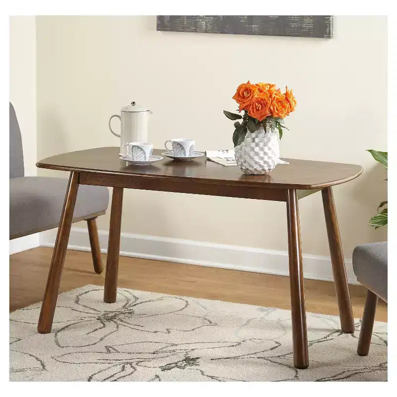 Buylateral Ensemble de salle à manger 4 pièces Playmate Mid-Century Modern Upholstered Breakfast Nook Noyer Meubles rembourrés polyvalents, Hévéa