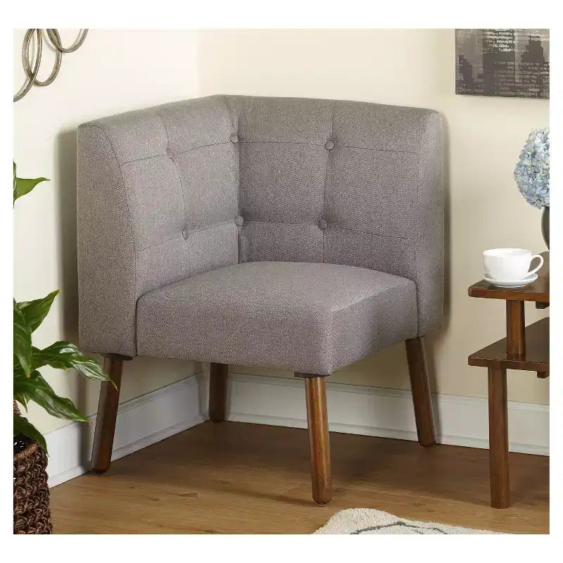 Buylateral Ensemble de salle à manger 4 pièces Playmate Mid-Century Modern Upholstered Breakfast Nook Noyer Meubles rembourrés polyvalents, Hévéa