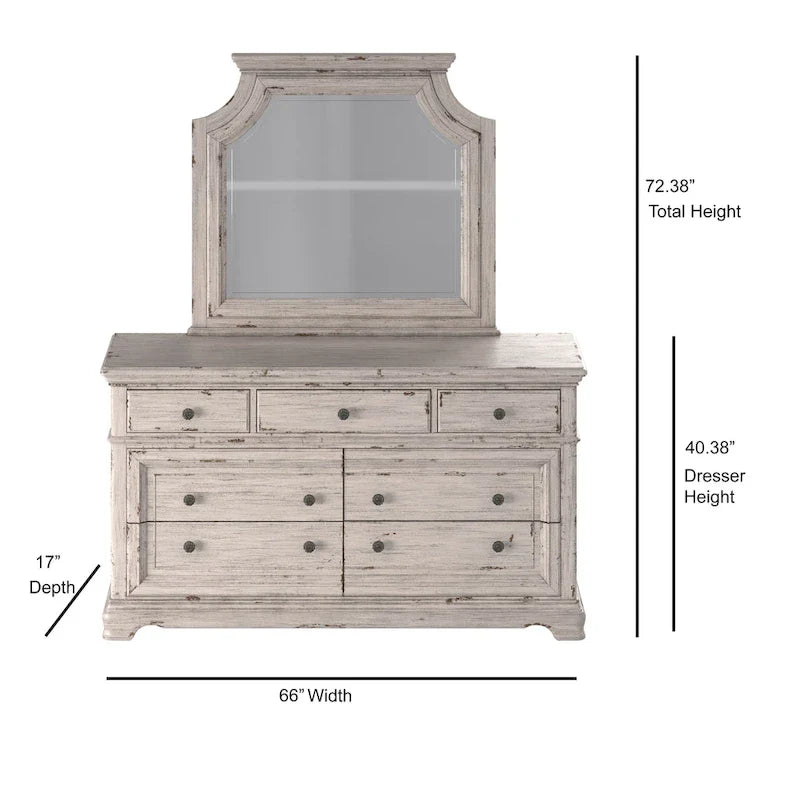 Ensemble de chambre à coucher Palisade 5 pièces blanc antique