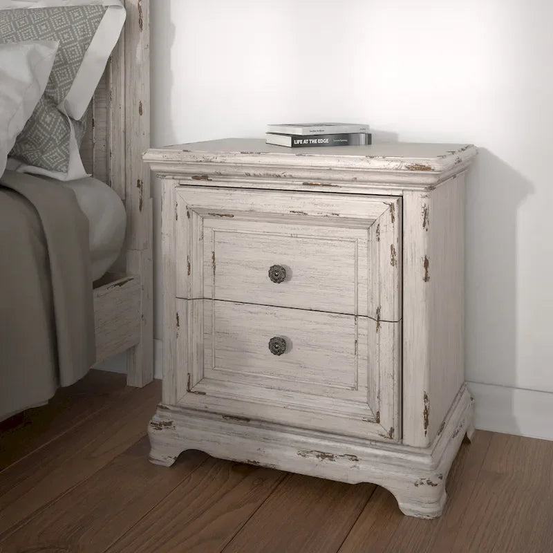 Ensemble de chambre à coucher Palisade 5 pièces blanc antique