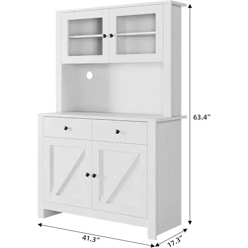 Armoire de cuisine avec support pour micro-ondes, armoire de type « hutch » avec buffet et étagères réglables, pour la cuisine et la salle à manger