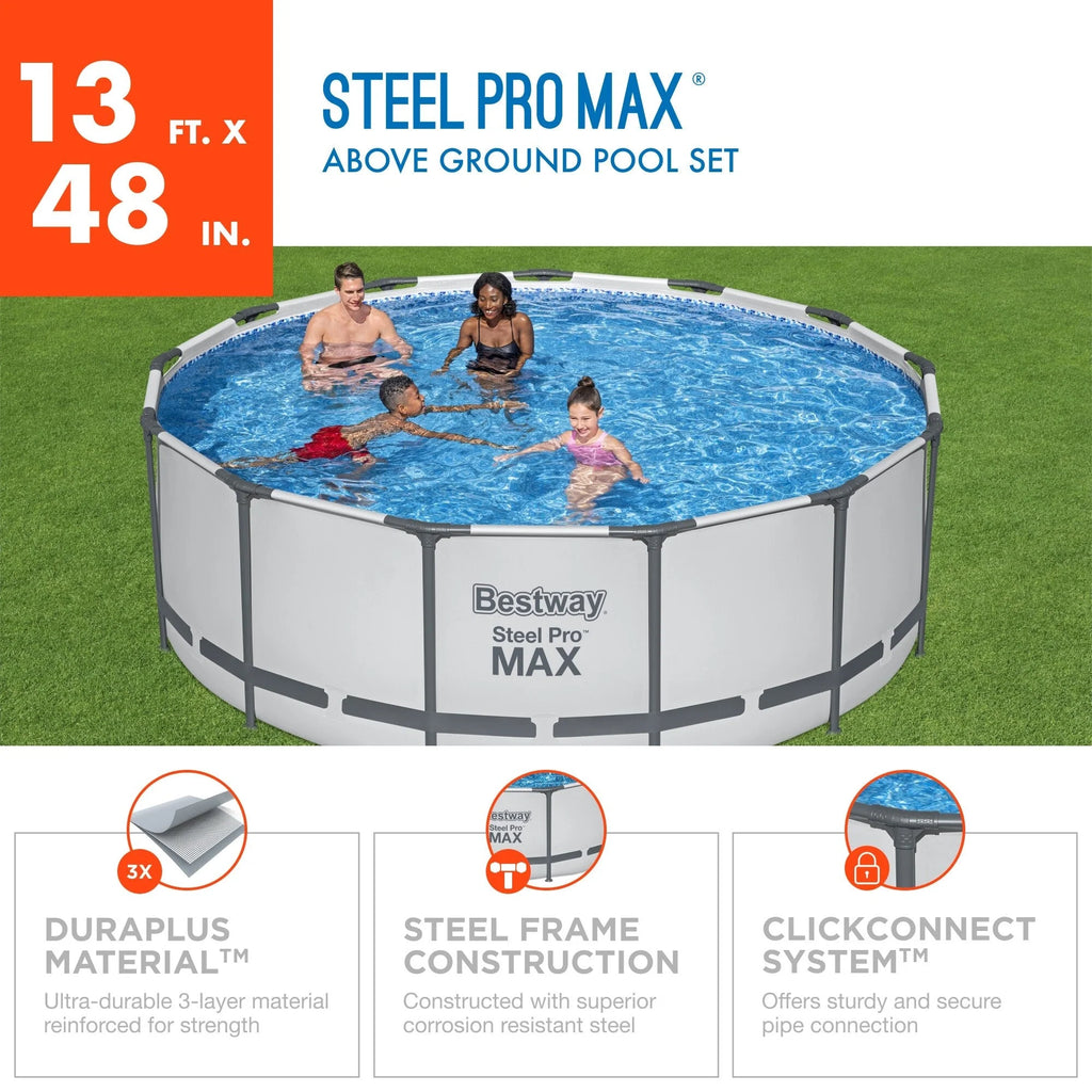 Piscine hors sol ronde Bestway Steel Pro MAX avec pompe et bâche